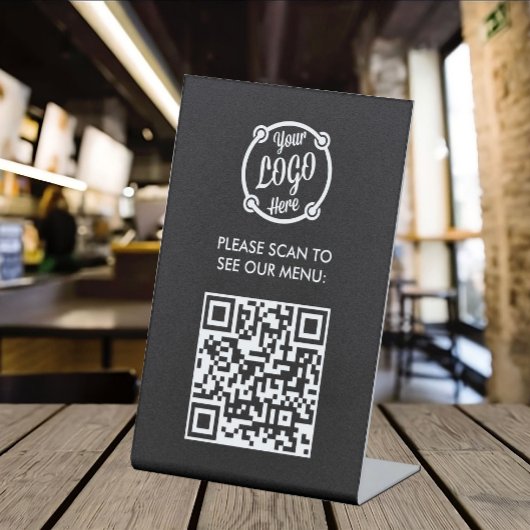 QR-code menulogocontactloos modern restaurant Reclamebord Met Voetstuk