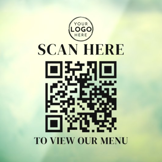 QR-code Menutekst Aangepast Logo Raamsticker (Vel 3)