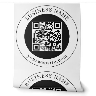 QR-code met bedrijfsnaam bewerkbaar Behang