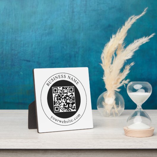QR-code met bedrijfsnaam bewerkbaar Fotoplaat (Insitu)