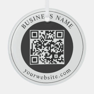 QR-code met bedrijfsnaam bewerkbaar Glas Ornament