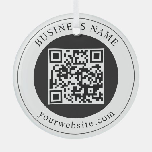 QR-code met bedrijfsnaam bewerkbaar Glas Ornament (Voorkant)
