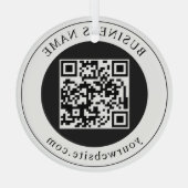 QR-code met bedrijfsnaam bewerkbaar Glas Ornament (Achterkant)