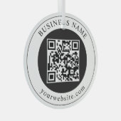 QR-code met bedrijfsnaam bewerkbaar Glas Ornament (Voorkant Rechts)