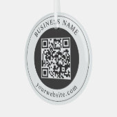 QR-code met bedrijfsnaam bewerkbaar Glas Ornament (Voorkant links)