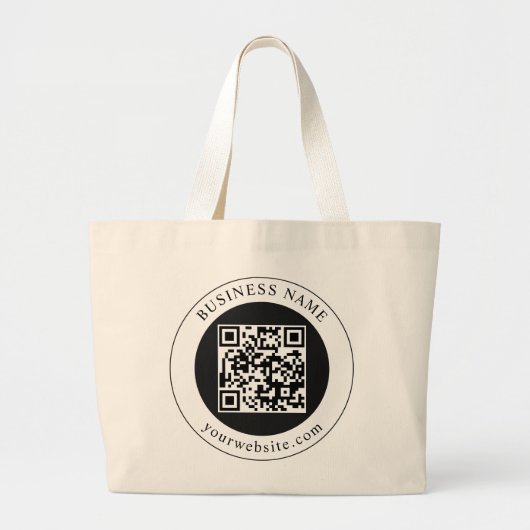 QR-code met bedrijfsnaam bewerkbaar Grote Tote Bag (Voorkant)