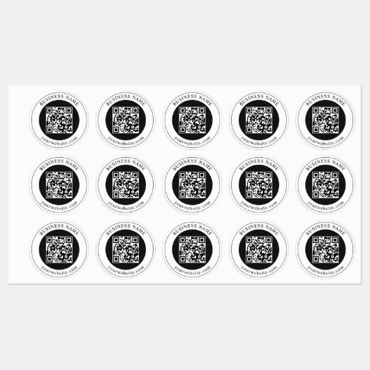QR-code met bedrijfsnaam bewerkbaar Labels (Vel)