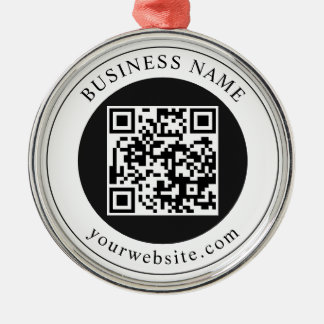 QR-code met bedrijfsnaam bewerkbaar Metalen Ornament