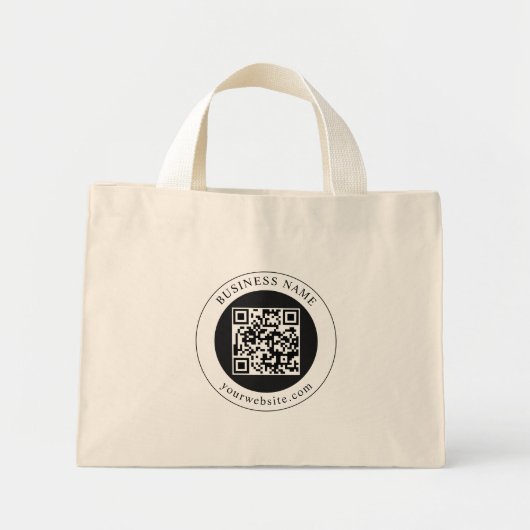 QR-code met bedrijfsnaam bewerkbaar Mini Tote Bag (Voorkant)