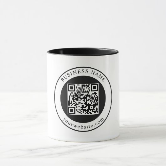QR-code met bedrijfsnaam bewerkbaar Mok (Midden)