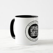 QR-code met bedrijfsnaam bewerkbaar Mok (Voorkant links)