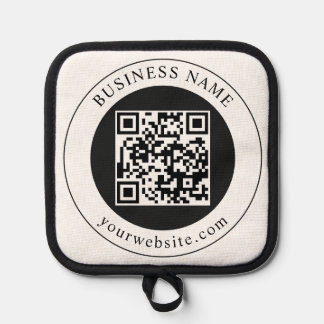 QR-code met bedrijfsnaam bewerkbaar Pannenlap