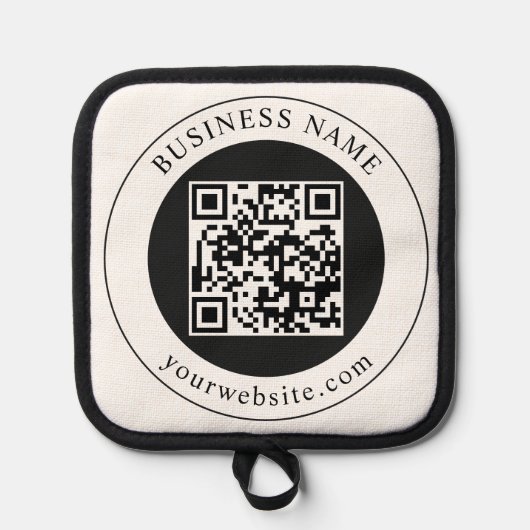 QR-code met bedrijfsnaam bewerkbaar Pannenlap (Voorkant)