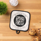 QR-code met bedrijfsnaam bewerkbaar Pannenlap (Top down)