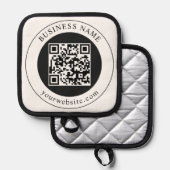 QR-code met bedrijfsnaam bewerkbaar Pannenlap (Voorkant / Achterkant)