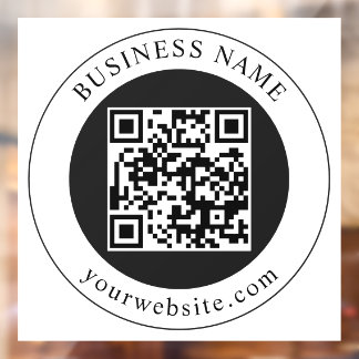 QR-code met bedrijfsnaam bewerkbaar Raamsticker