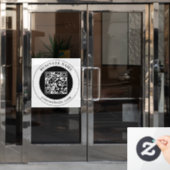 QR-code met bedrijfsnaam bewerkbaar Raamsticker (Kantoordeur)