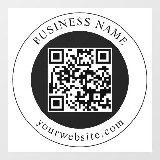 QR-code met bedrijfsnaam bewerkbaar Raamsticker