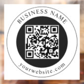 QR-code met bedrijfsnaam bewerkbaar Raamsticker (Vel 2)