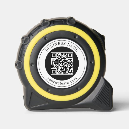 QR-code met bedrijfsnaam bewerkbaar Rolmaat (Voorkant)