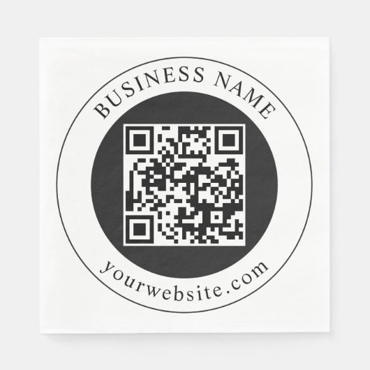 QR-code met bedrijfsnaam bewerkbaar Servet (Voorkant)
