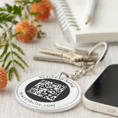 QR-code met bedrijfsnaam bewerkbaar Sleutelhanger (Voorkant Rechts)