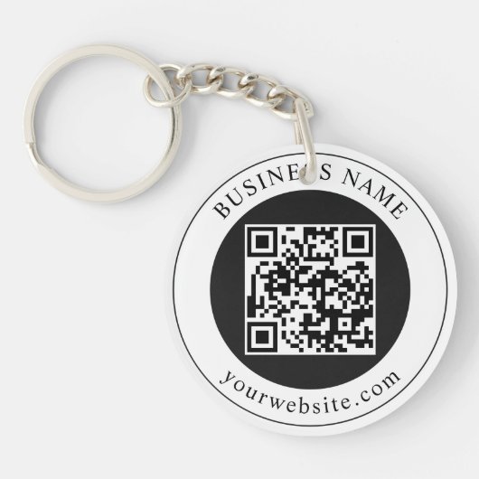 QR-code met bedrijfsnaam bewerkbaar Sleutelhanger (Voorkant)