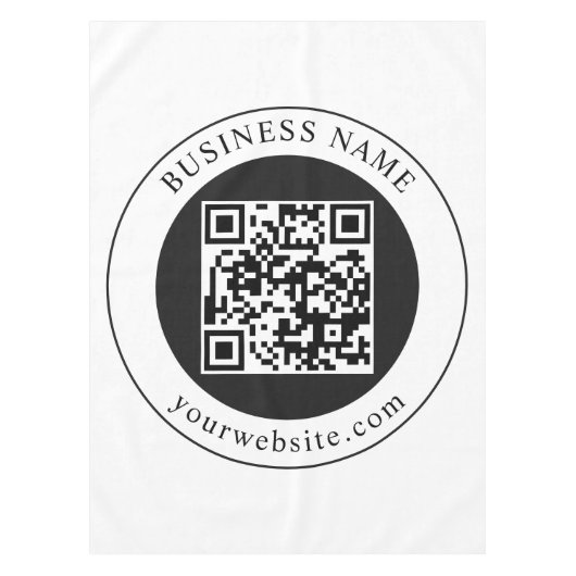 QR-code met bedrijfsnaam bewerkbaar Tafelkleed (Voorkant)