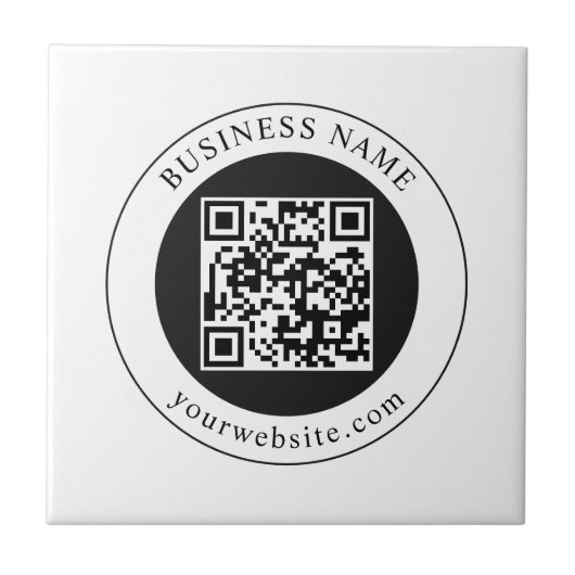 QR-code met bedrijfsnaam bewerkbaar Tegeltje (Voorkant)