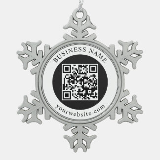 QR-code met bedrijfsnaam bewerkbaar Tin Sneeuwvlok Ornament