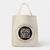 QR-code met bedrijfsnaam bewerkbaar Tote Bag (Achterkant)