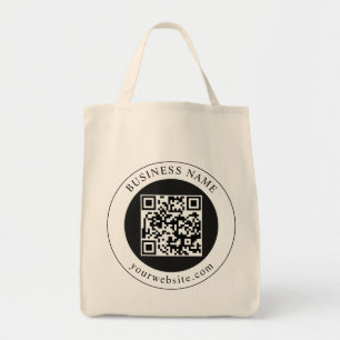 QR-code met bedrijfsnaam bewerkbaar Tote Bag