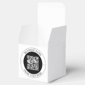 QR-code met bedrijfsnaam bewerkbare cirkelvormige Bedankdoosjes (Geopend)