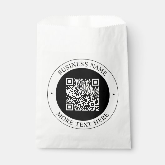 QR-code met bedrijfsnaam bewerkbare cirkelvormige Bedankzakje (Voorkant)