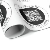 QR-code met bedrijfsnaam bewerkbare cirkelvormige Cadeaupapier (Rol Hoek)