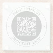 QR-code met bedrijfsnaam bewerkbare cirkelvormige Glazen Onderzetter (Achterkant)