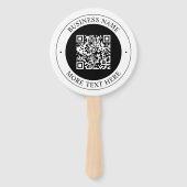 QR-code met bedrijfsnaam Bewerkbare cirkelvormige  Handwaaier (Voorkant)