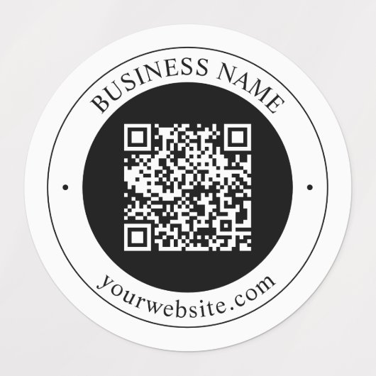 QR-code met bedrijfsnaam bewerkbare cirkelvormige Labels (Design 1)