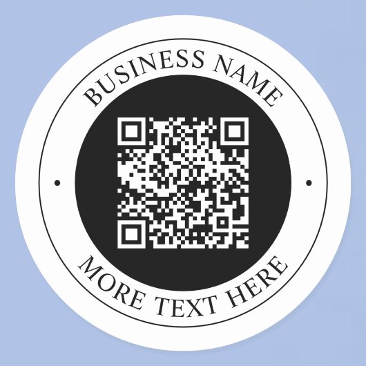 QR-code met bedrijfsnaam Bewerkbare cirkelvormige Ronde Sticker