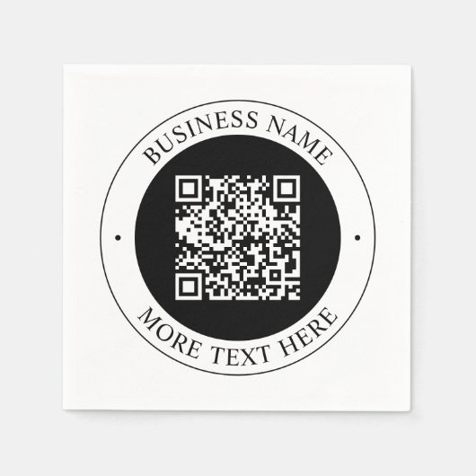 QR-code met bedrijfsnaam bewerkbare cirkelvormige Servet (Voorkant)