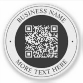 QR-code met bedrijfsnaam bewerkbare cirkelvormige Sticker (Voorkant)