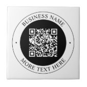 QR-code met bedrijfsnaam bewerkbare cirkelvormige Tegeltje (Voorkant)