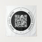 QR-code met bedrijfsnaam bewerkbare cirkelvormige Wandkleed (Voorkant (horizontaal))