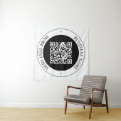 QR-code met bedrijfsnaam bewerkbare cirkelvormige Wandkleed (In Situ (horizontaal))