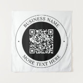 QR-code met bedrijfsnaam bewerkbare cirkelvormige Wandkleed (Voorkant)