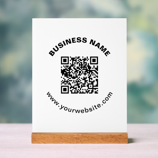 QR-code met bedrijfsnaam vet cirkelvormige tekst Acryl Bord (Neutraal)