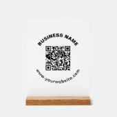 QR-code met bedrijfsnaam vet cirkelvormige tekst Acryl Bord (Voorkant)