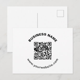 QR-code met bedrijfsnaam vet cirkelvormige tekst Briefkaart