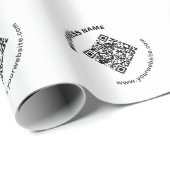 QR-code met bedrijfsnaam vet cirkelvormige tekst Cadeaupapier (Rol Hoek)