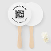 QR-code met bedrijfsnaam vet cirkelvormige tekst Handwaaier (Voorkant en achterkant)